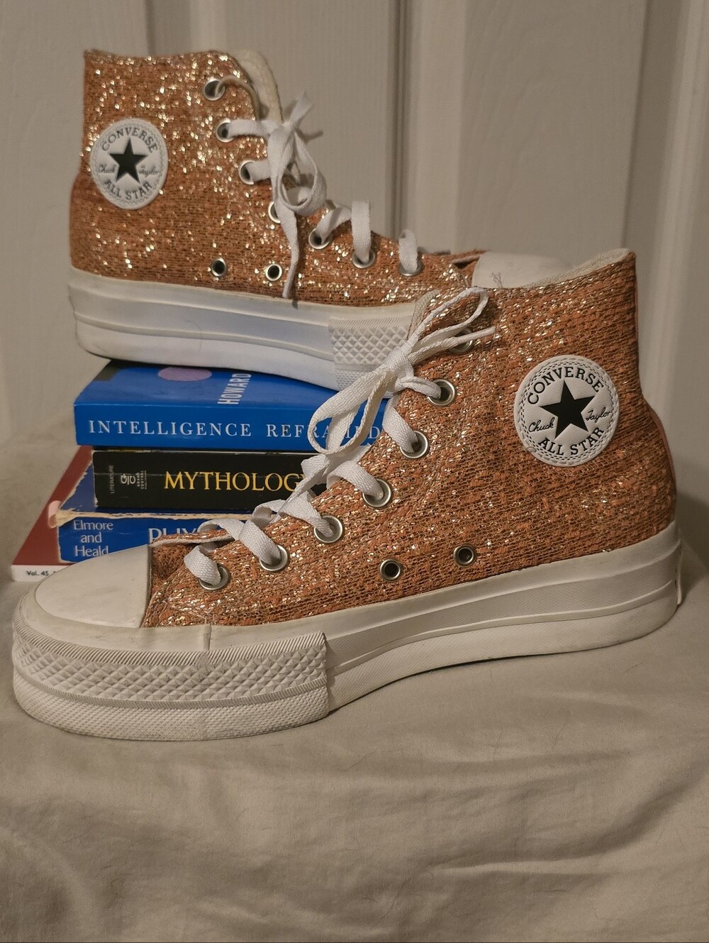 Converse CTAS Lift Hi Metallic Shimmer Healing Clay Gold Platform 570984C W6